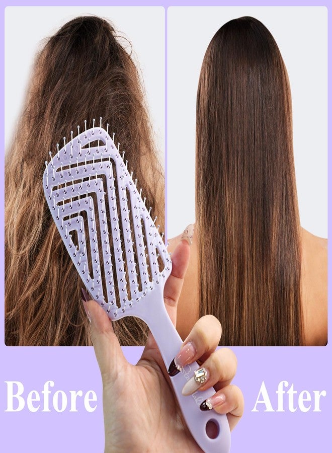 START MAKERS Hair Brush, Professional Vented Detangling Brush for Wet & Dry Curly Thick Straight Hair, Women Men Wide Paddle Brush Curved Detangler Hairbrush Lavender Purple - Image 4